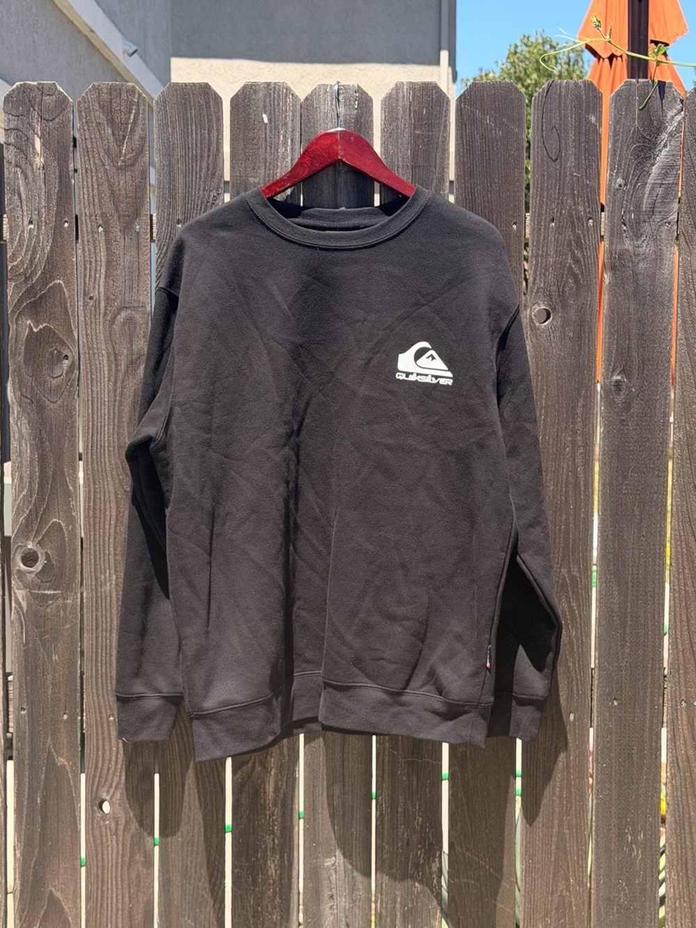 Quiksilver Men's Black Crewneck Sweatshirt with White Logo